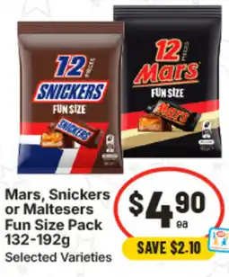 IGA Mars, Snickers Mars, Snickers Fun Size Pack offer