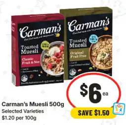 IGA Carman's Muesli offer