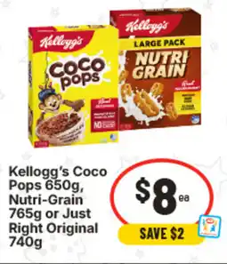 IGA Kellogg's Coco Pops, Nutri-Grain or Just Right Original offer