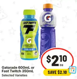 IGA Gatorade or Fast Twitch Selected Varieties offer