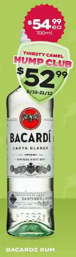 Thirsty Camel Bacardi rum offer