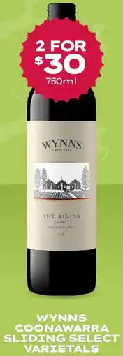 Thirsty Camel Wynns coonawarra sliding select varietals offer