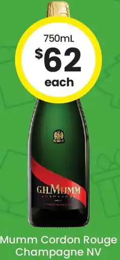 The Bottle O Mumm cordon rouge champagne nv offer