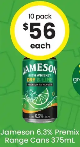 The Bottle O Jameson 6.3% Premix range cans offer