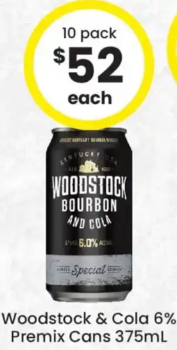 The Bottle O Woodstock & Cola 6% Premix Cans offer
