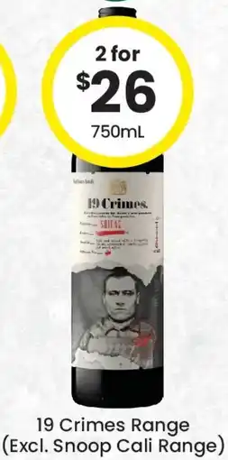 The Bottle O 19 Crimes Range offer