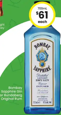 The Bottle O Bombay Sapphire Gin offer