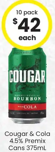 The Bottle O Cougar & Cola 4.5% Premix Cans offer
