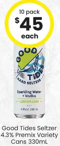 The Bottle O Good Tides Seltzer 4.3% Premix Variety Cans offer