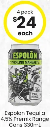 The Bottle O Espolon Tequila 4.5% Premix Range Cans offer