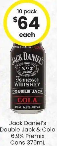 The Bottle O Jack Daniel's Double Jack & Cola 6.9% Premix Cans offer