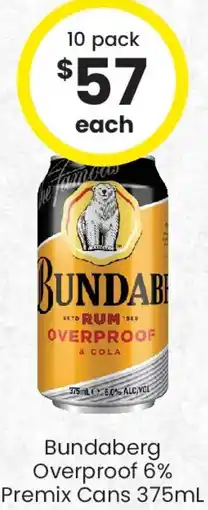 The Bottle O Bundaberg Overproof 6% Premix Cans offer