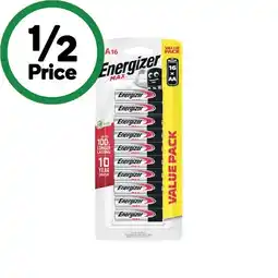 Woolworths Energizer MAX Alkaline Batteries AA or AAA Pk 16 offer