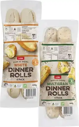 Coles Coles Bake at Home Dinner Rolls 6 Pack offer