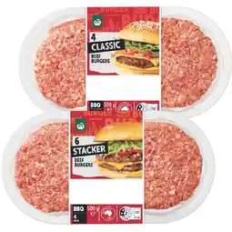 Woolworths Woolworths Australian Beef Burgers Classic, Slider, Smash or Stacker 400-500g offer