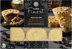 Coles Coles Finest Jamaican Rum Brown Butter Fruit Mince Pies 350g offer