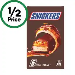 Woolworths Mars or Snickers Frozen Dessert Bars 220-250ml Pk 5 offer
