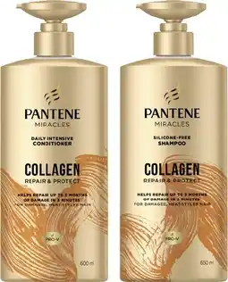Coles Pantene Miracles Collagen Shampoo 650mL or Conditioner 600mL offer
