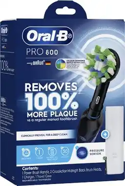 Coles Oral B Pro 800 Cross Action Electric Toothbrush Black offer