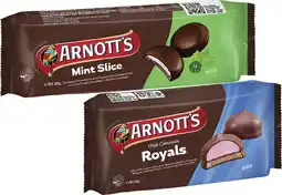 Coles Arnott's Mint Slice or Milk Chocolate Royals Biscuits 200g offer