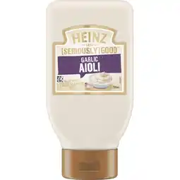 Woolworths Heinz Seriously Good Mayonnaise, Aioli or Tartare 295ml offer