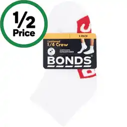 Woolworths Bonds Kids Cushioned 1/4 Crew Socks Assorted offer