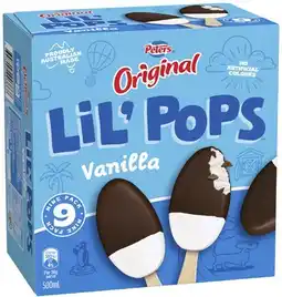 Coles Peters Original Vanilla Lil' Pops 500mL offer