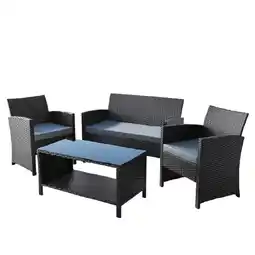Woolworths ALFORDSON Outdoor Furniture 4PCS Patio Chairs Table Set Wicker, Black offer