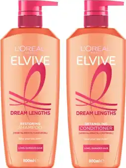 Coles L'Oréal Elvive Dream Lengths Shampoo or Conditioner 800mL offer