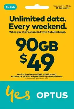 Coles Optus $49 Prepaid SIM offer