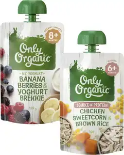 Coles Only Organic 4+ Months, 6+ Months or 8+ Months Baby Food Pouch 120g offer