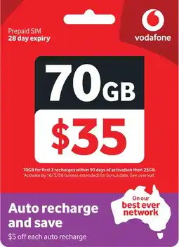 Coles Vodafone $35 Prepaid Plus Starter Pack offer