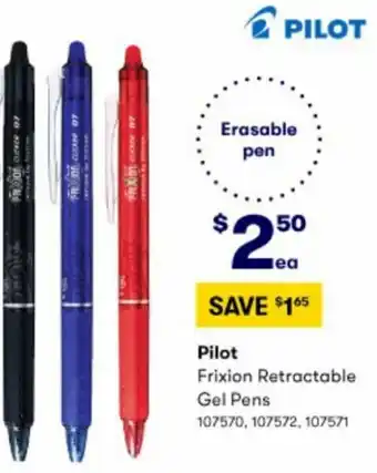 Pilot Frixion Retractable Gel Pens