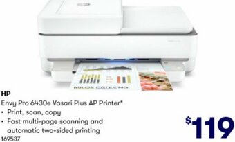 BIG W HP Envy Pro 6430e Vasari Plus AP Printer offer