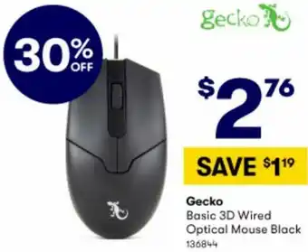 BIG W Gecko Basic 3D Wired Optical Mouse Black offer
