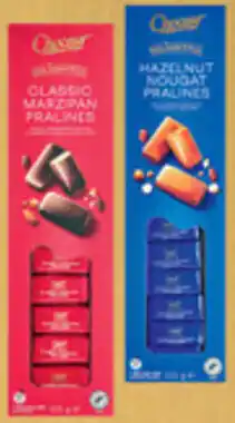 ALDI Choceur Delightful Classic Chocolate Marzpian Pralines or Hazelnut Nougat Pralines offer