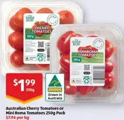 ALDI Australian Cherry Tomatoes or Mini Roma Tomatoes offer