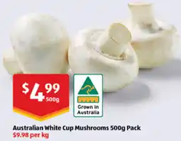 ALDI Australian White Cup Mushrooms offer