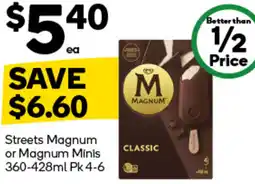 Woolworths Streets Magnum or Magnum Minis offer