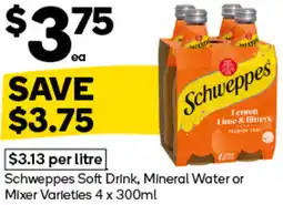 Woolworths Schweppes Soft Drink, Mineral Water or Mixer Varieties offer