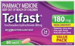 Discount Drug Stores Telfast Hayfever Allergy Relief 180mg Value Tablets offer