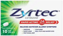Discount Drug Stores Zyrtec Rapid Acting Hayfever Allergy Relief 10 Mini Tablets offer