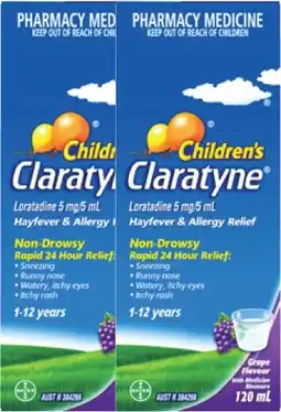 Discount Drug Stores Claratyne Children’s Hayfever & Allergy Relief Grape Flavour Syrup offer