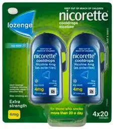 Discount Drug Stores Nicorette Cooldrops 4mg Extra Strength Icy Mint 4 x 20 Lozenges offer