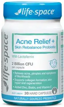 Discount Drug Stores Life-Space Acne Relief + Skin Rebalance Probiotic 30 Capsules offer