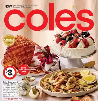 Coles Beechwood Smoked Half Leg Ham