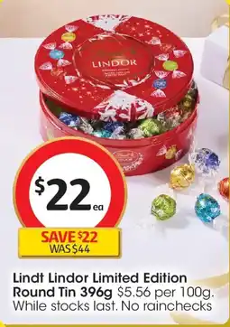 Coles Lindt Lindor Limited Edition Round Tin offer