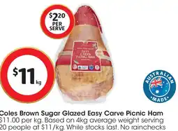Coles Coles Brown Sugar Glazed Easy Carve Picnic Ham offer