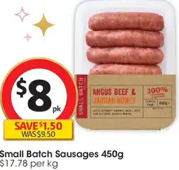 Coles Small Batch Sausages offer