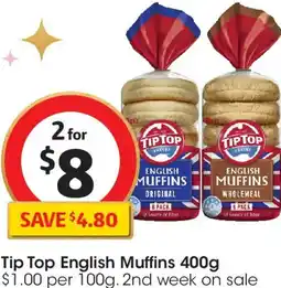 Coles Tip Top English Muffins offer